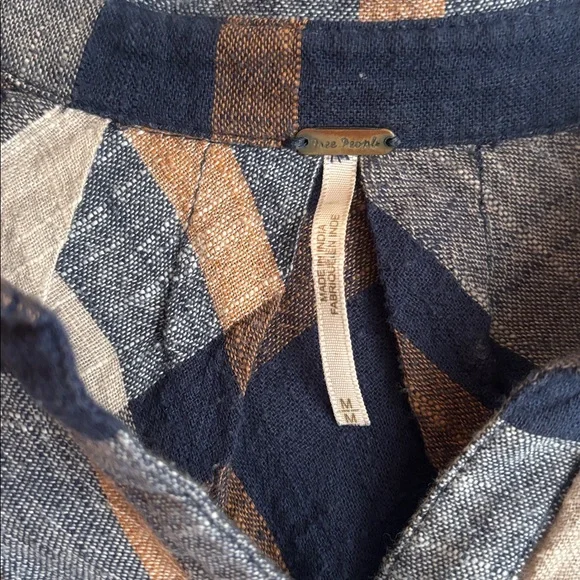 Free People | Peppy Plaid Oversized Button Down Tunic Sz M - Picture 9 of 10